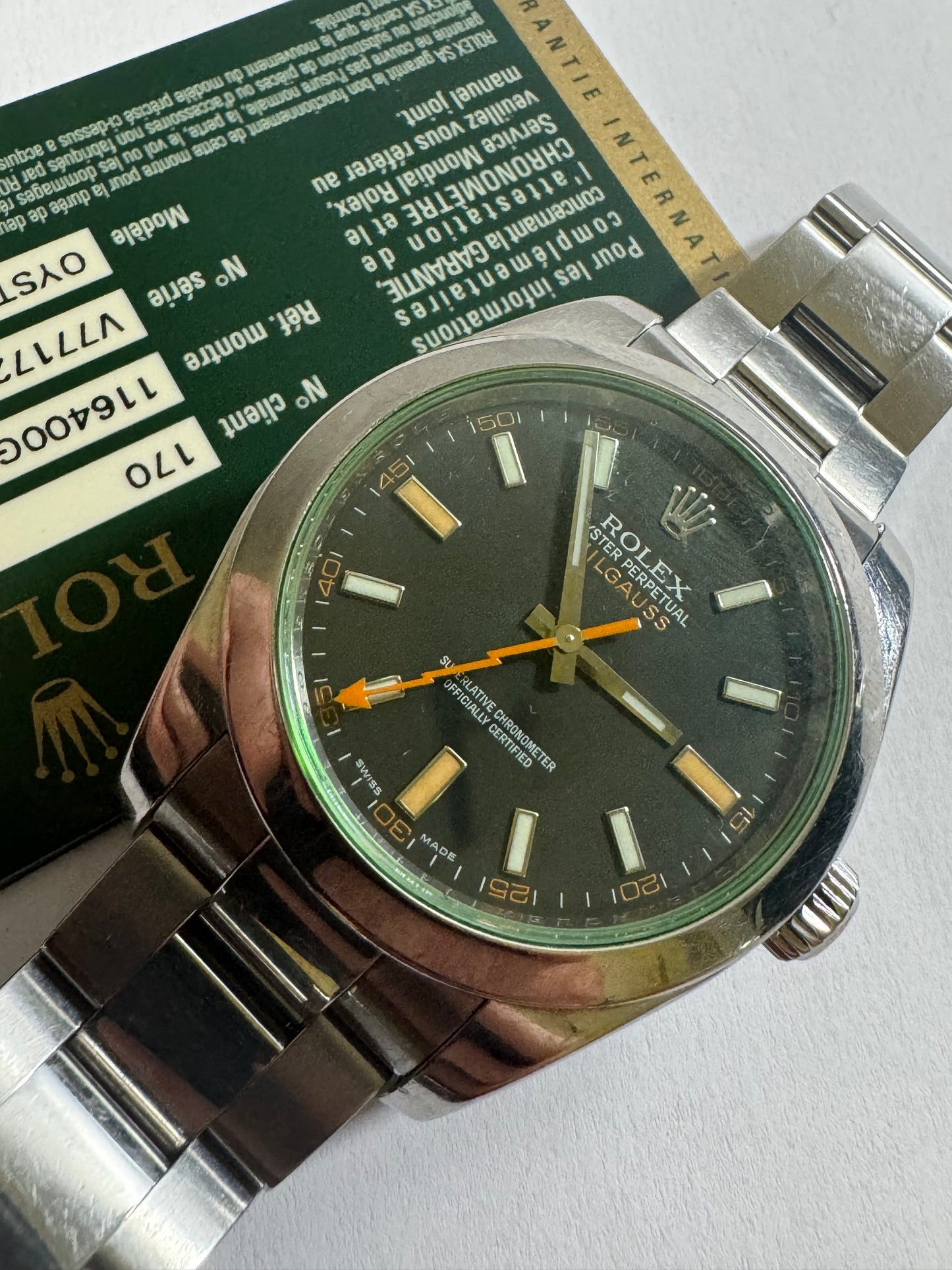 Rolex Millgaus 116400 green, black dial