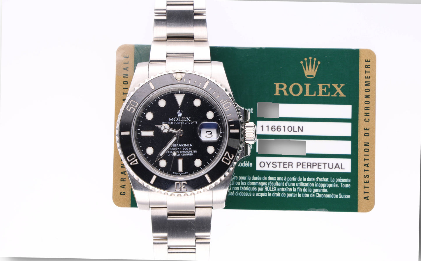 Rolex Submariner 116610LN green card