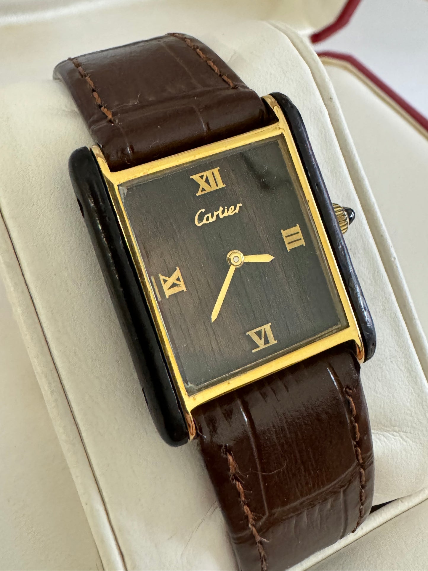 Cartier tank manual wood