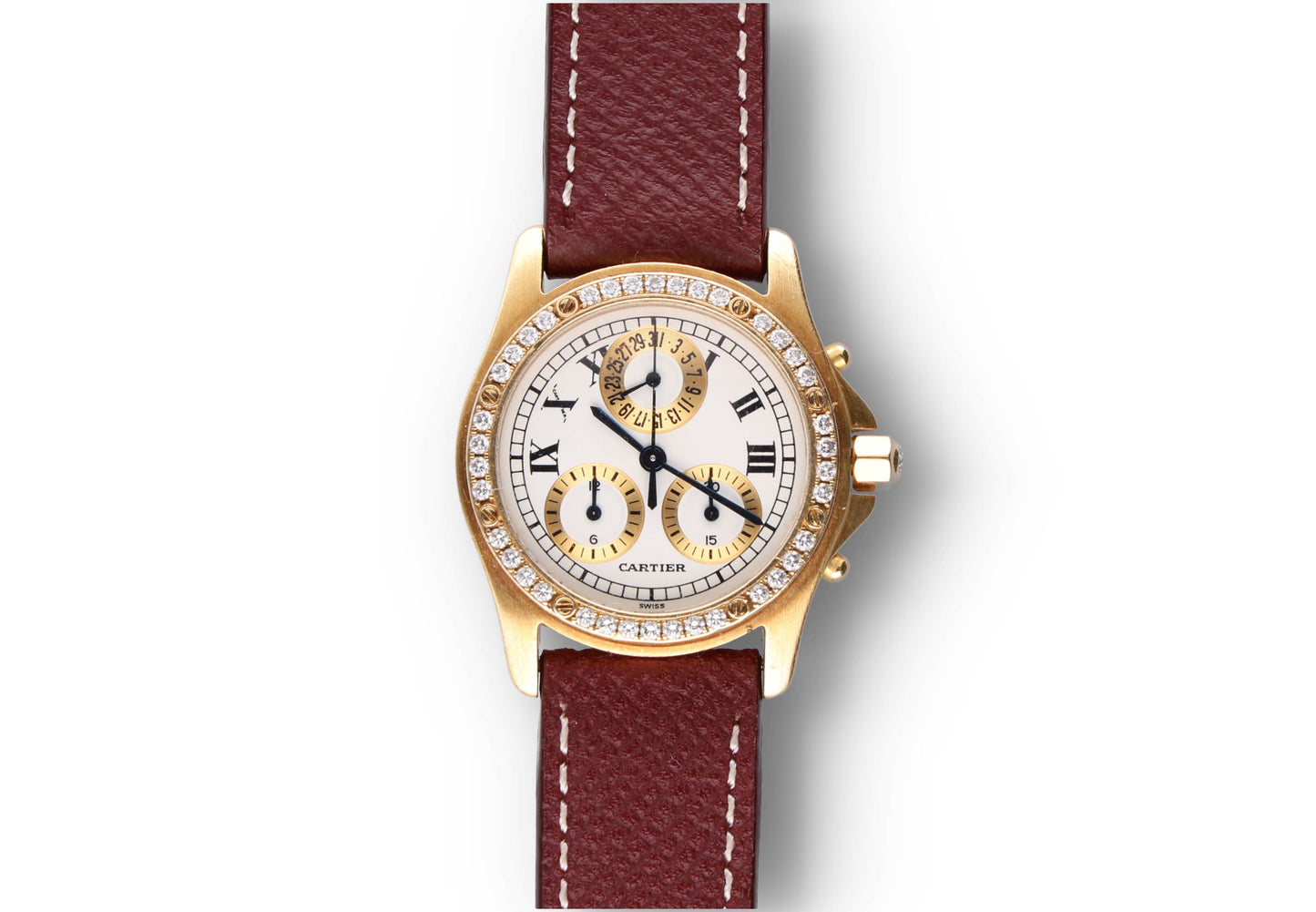 Cartier 1530 chrono calendar Factory Diamonds Gold