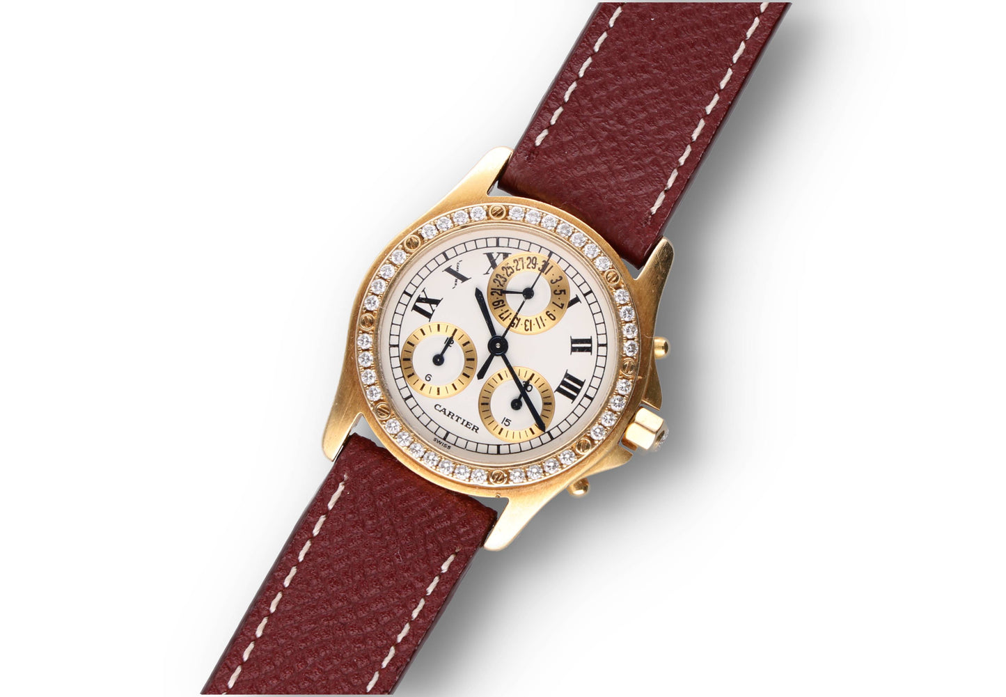 Cartier 1530 chrono calendar Factory Diamonds Gold