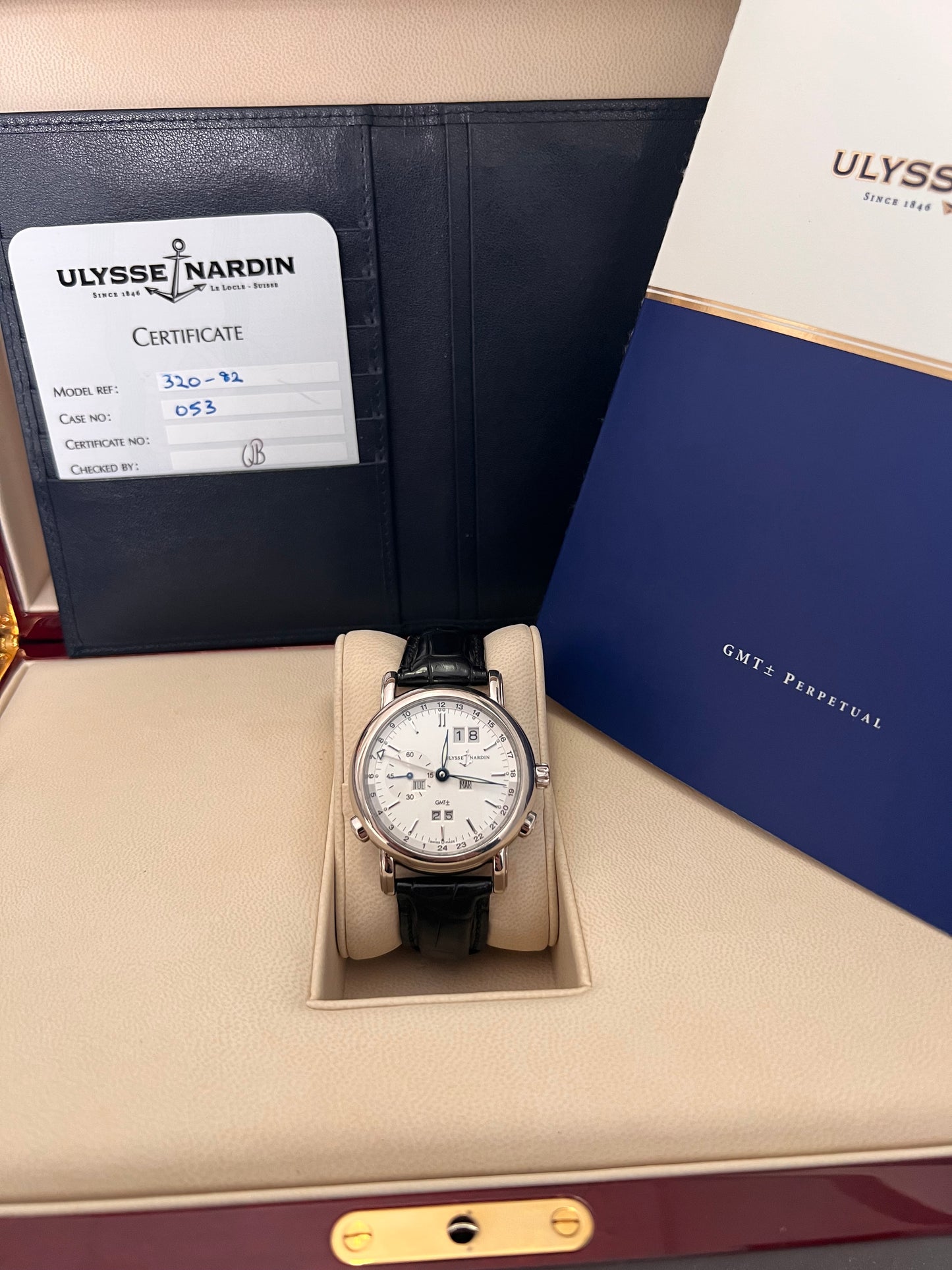 Ulysse Nardin Perpetual calendar Gmt whit gold ref 320-82 Full set