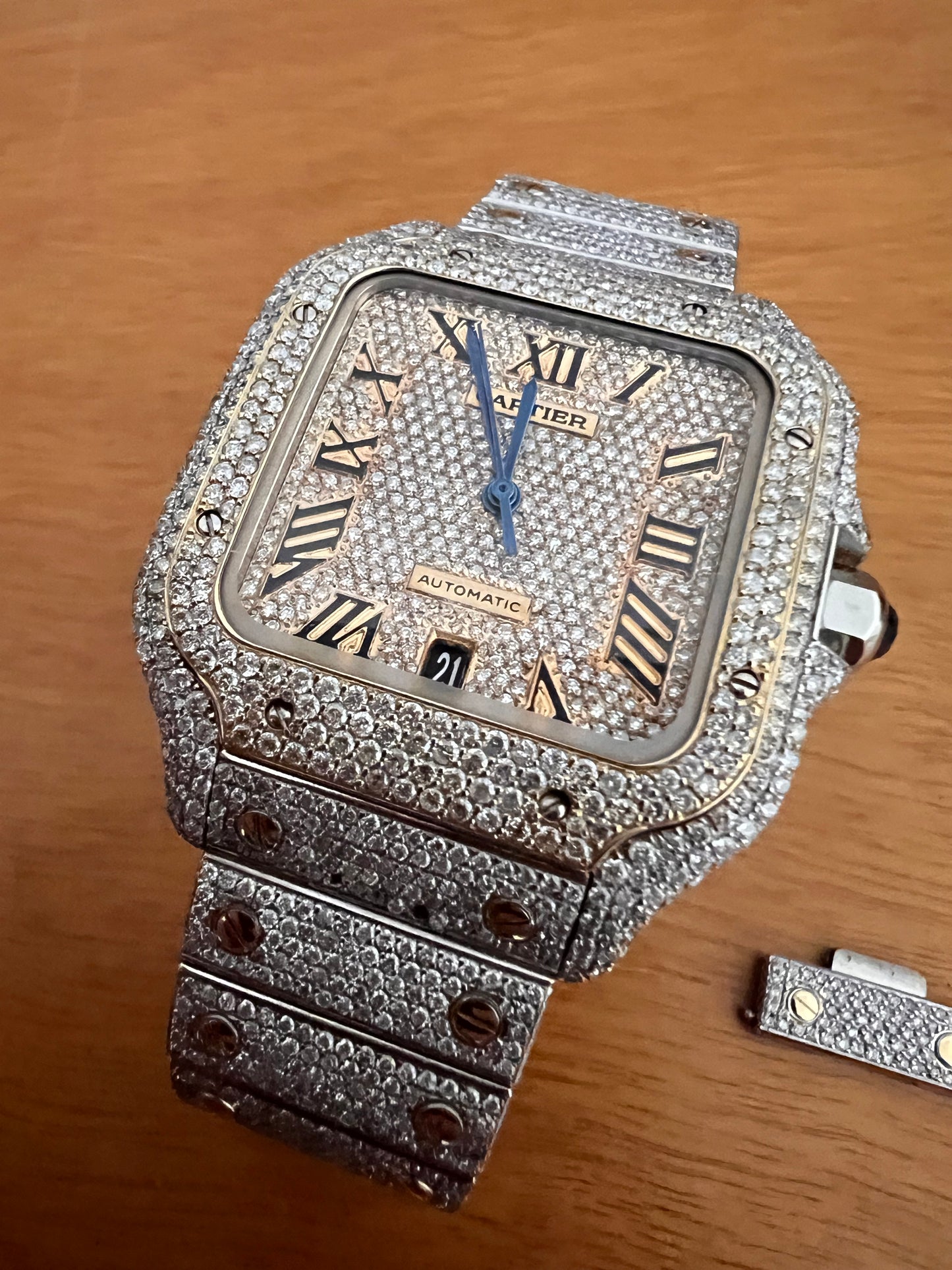 Cartier 4072 santos full frosted 14ct diamonds