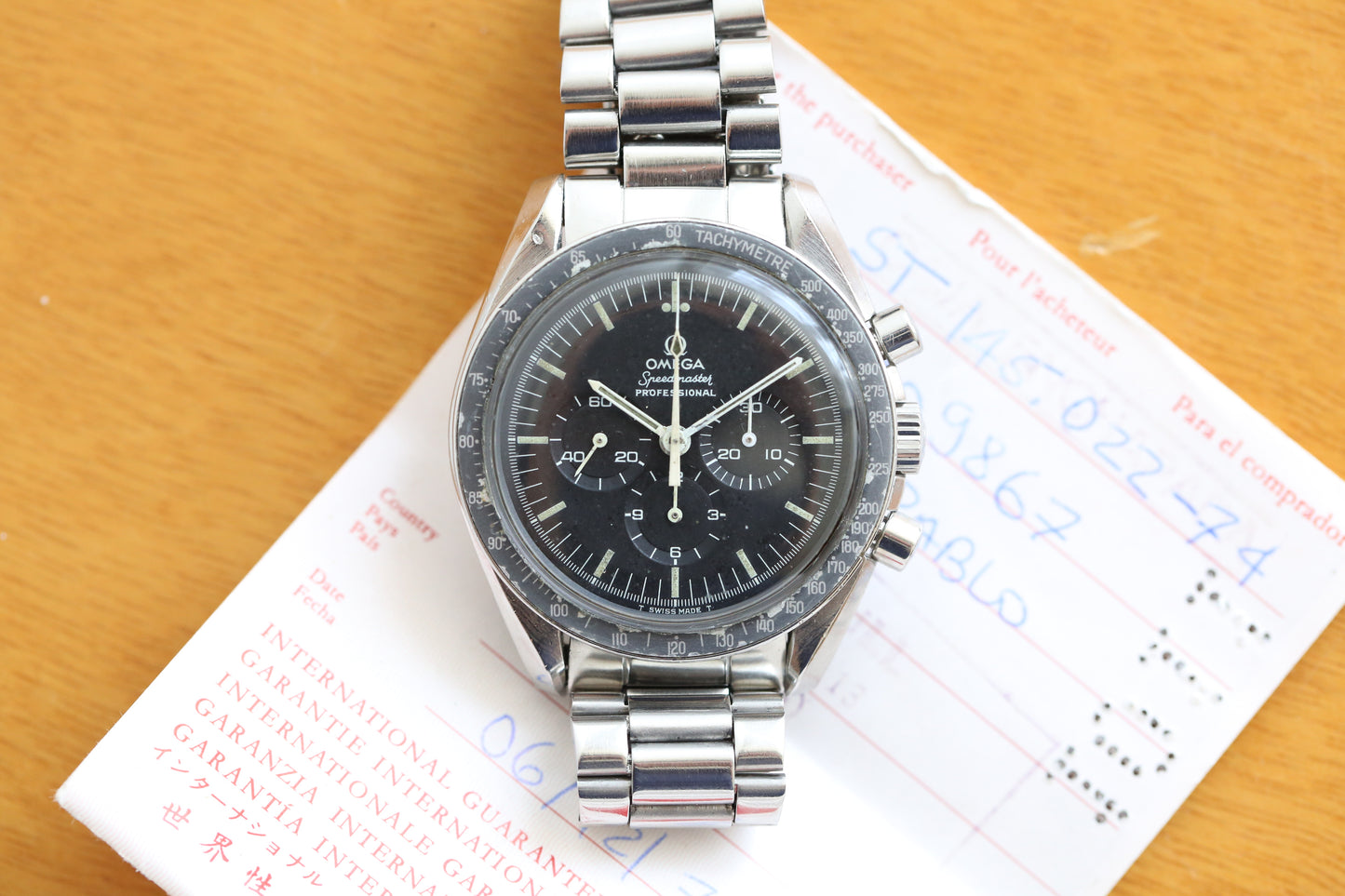 Omega Speedmaster 145.022 long S and R original paper