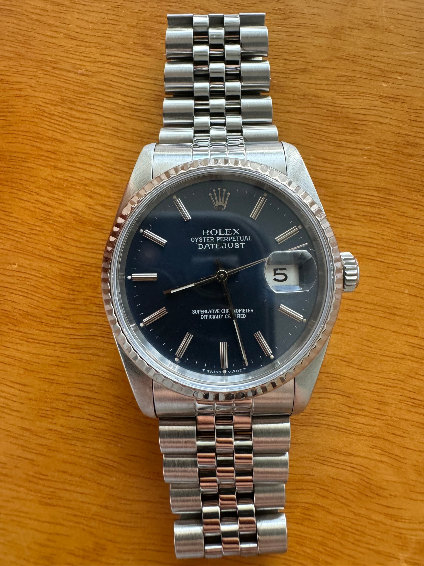 Rolex datejust 16234 jubilee blu dial