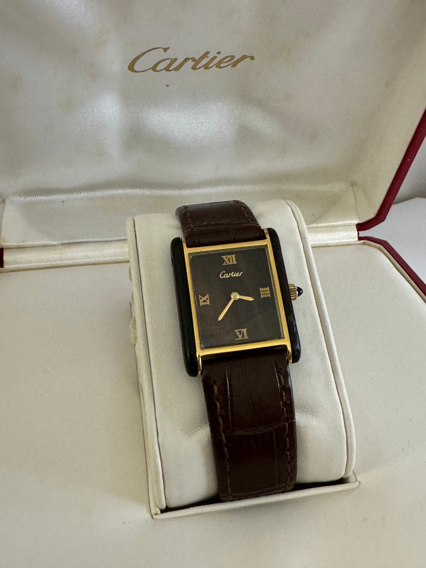 Cartier tank manual wood