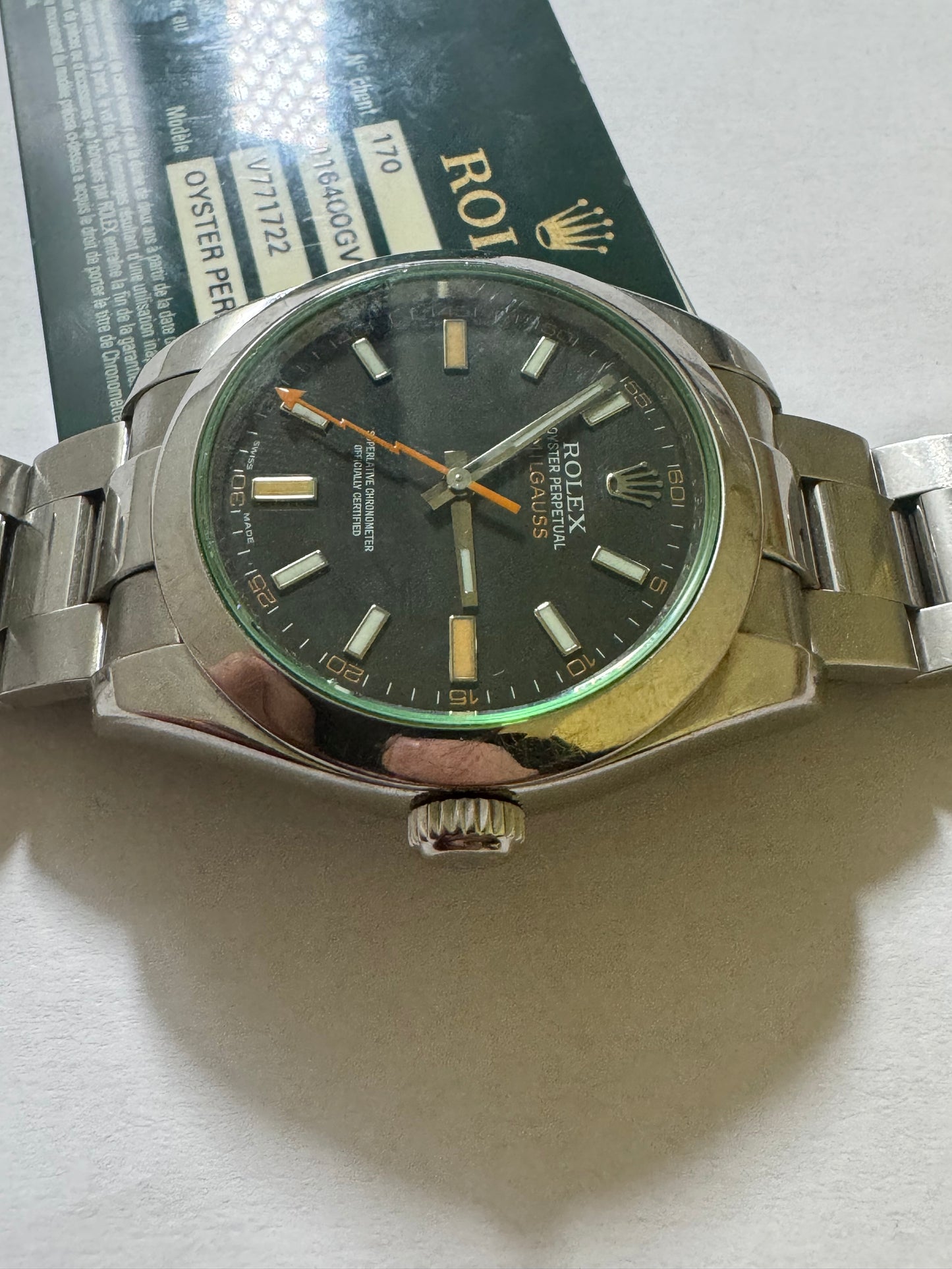 Rolex Millgaus 116400 green, black dial