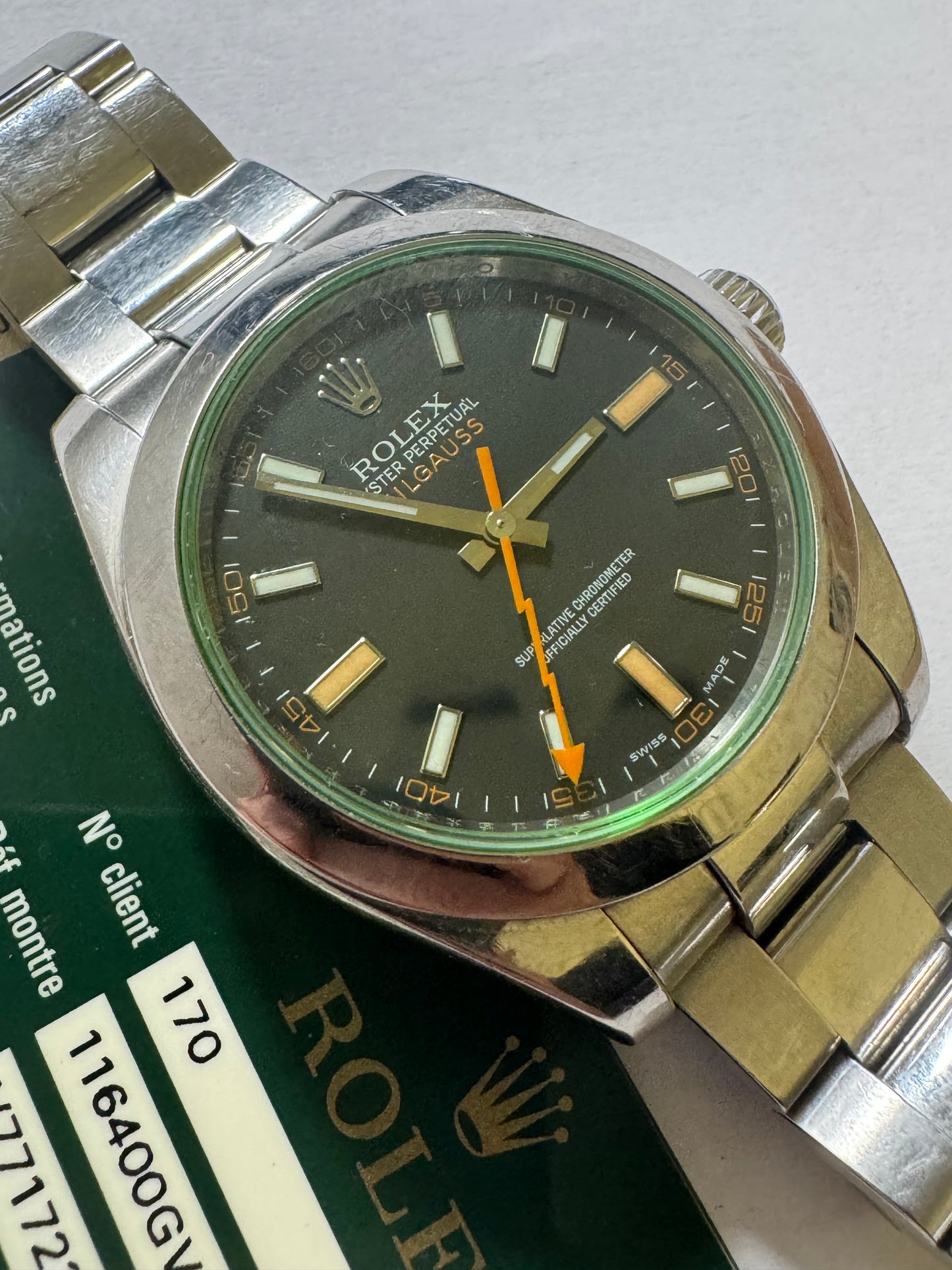 Rolex Millgaus 116400 green, black dial