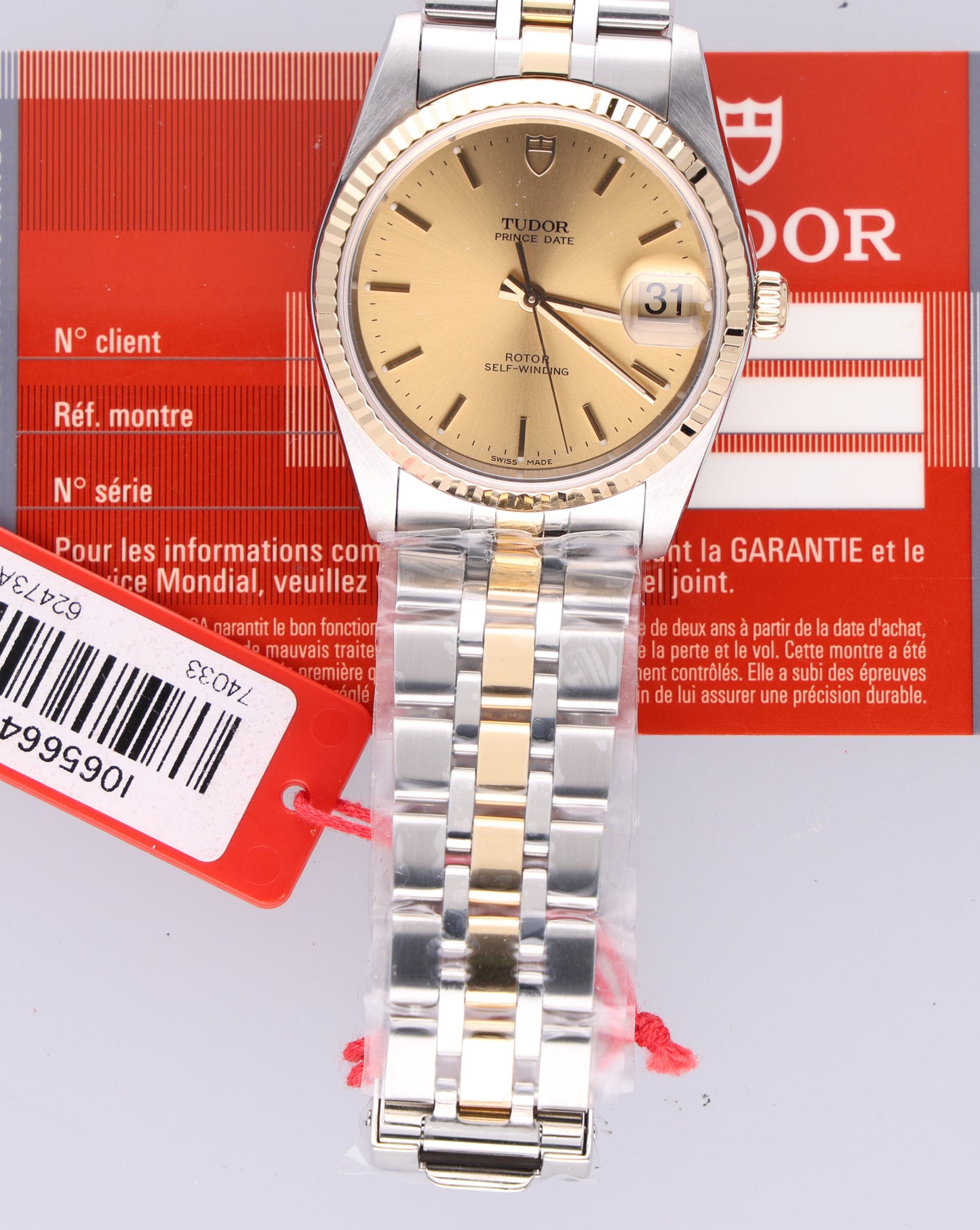 TUDOR 74033 34mm paper gold bezel nos