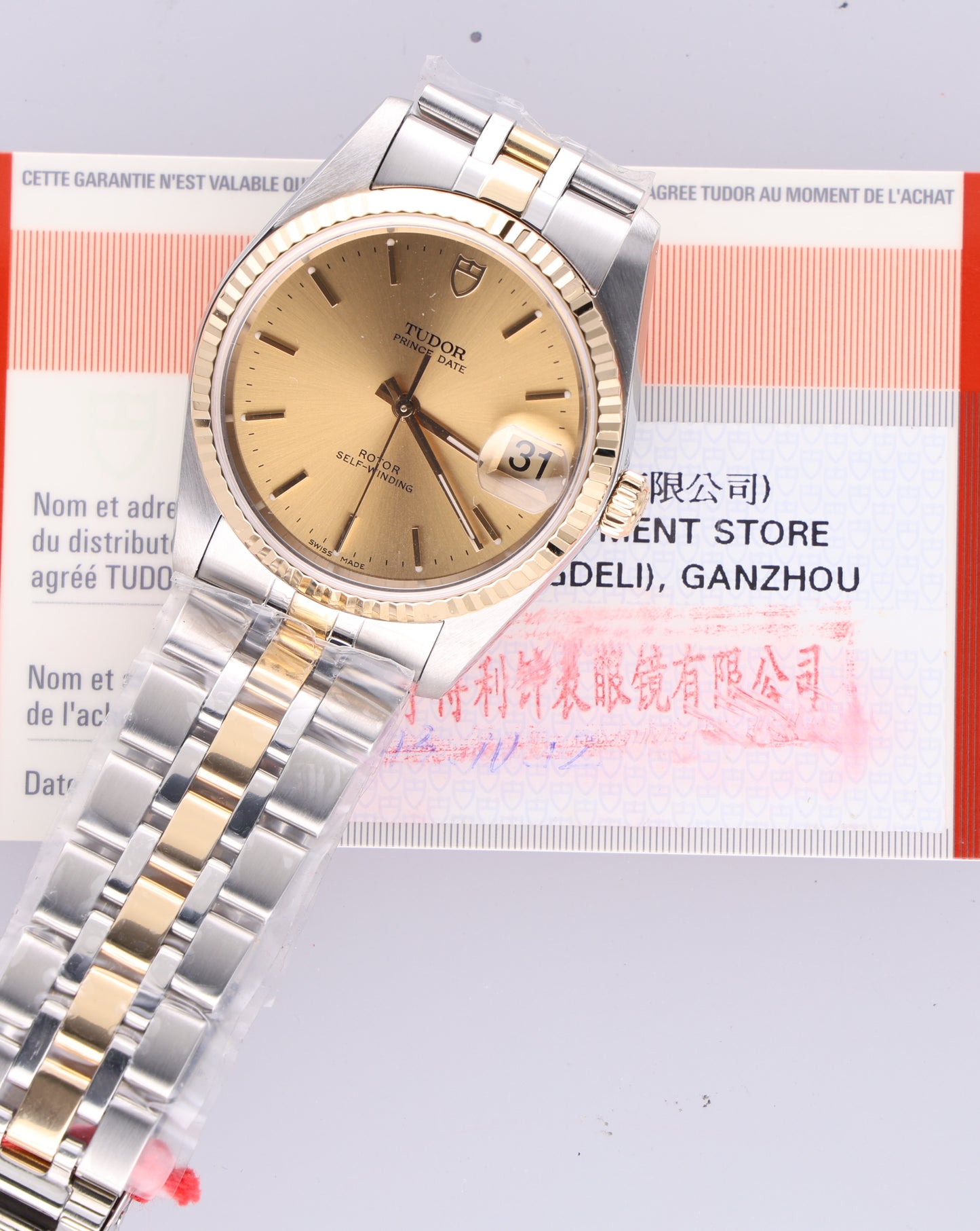 TUDOR 74033 34mm paper gold bezel nos