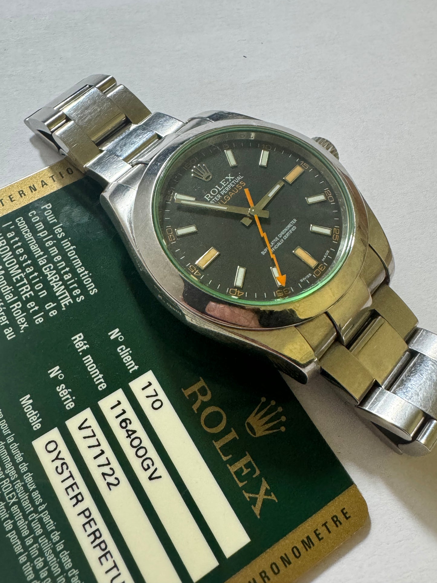 Rolex Millgaus 116400 green, black dial