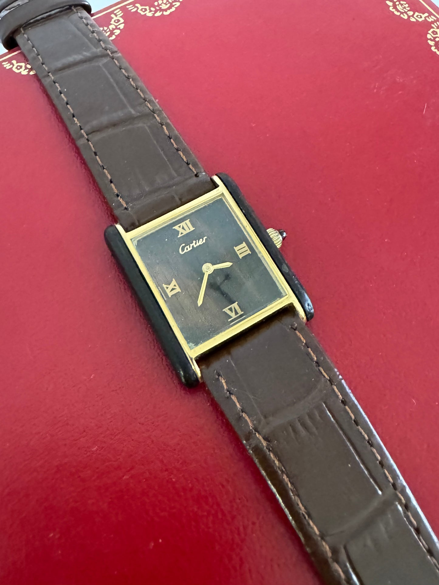 Cartier tank manual wood