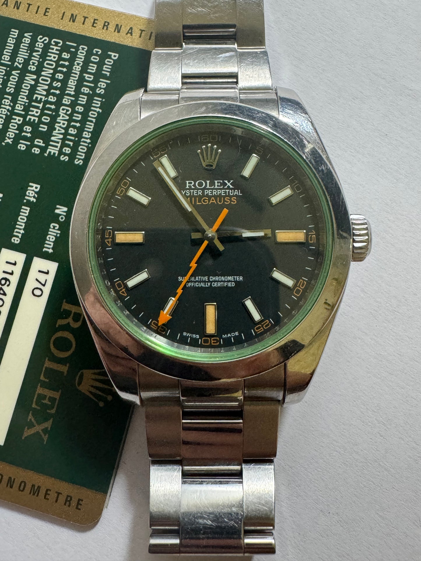 Rolex Millgaus 116400 green, black dial