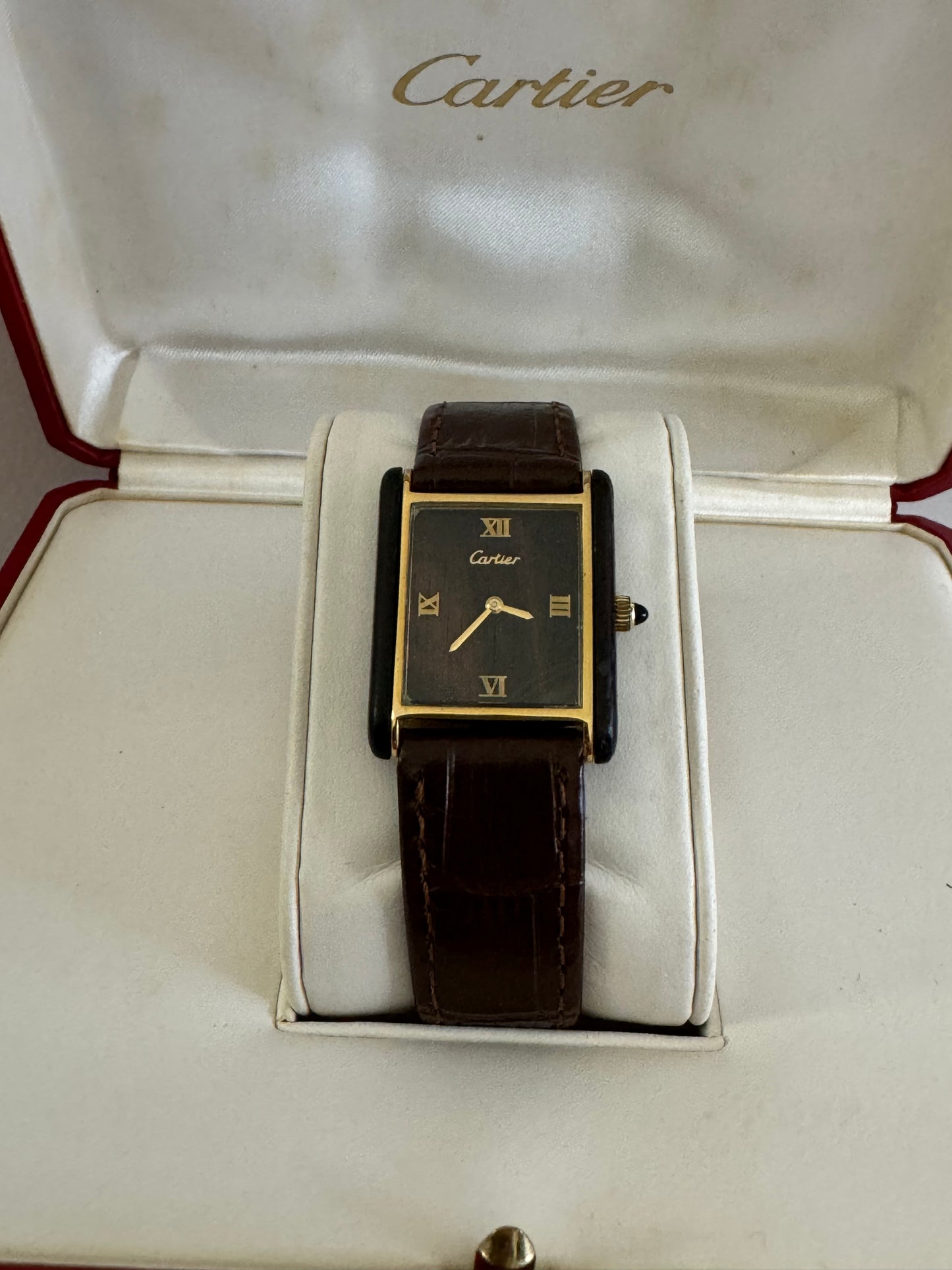 Cartier tank manual wood