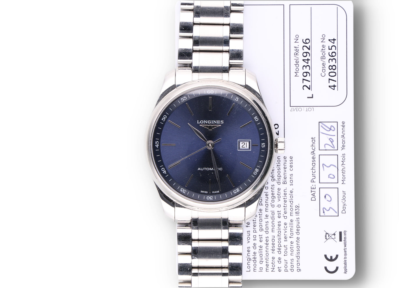 Longines Blu Dial Automatic L27934926