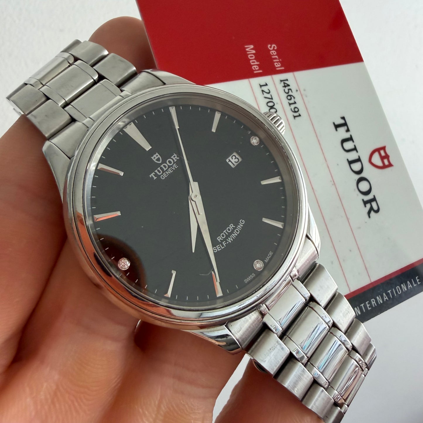 Tudor 12700 Style black diamonds