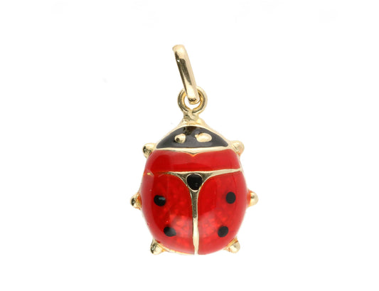 Pendente coccinella  con smalti in oro 18 kt