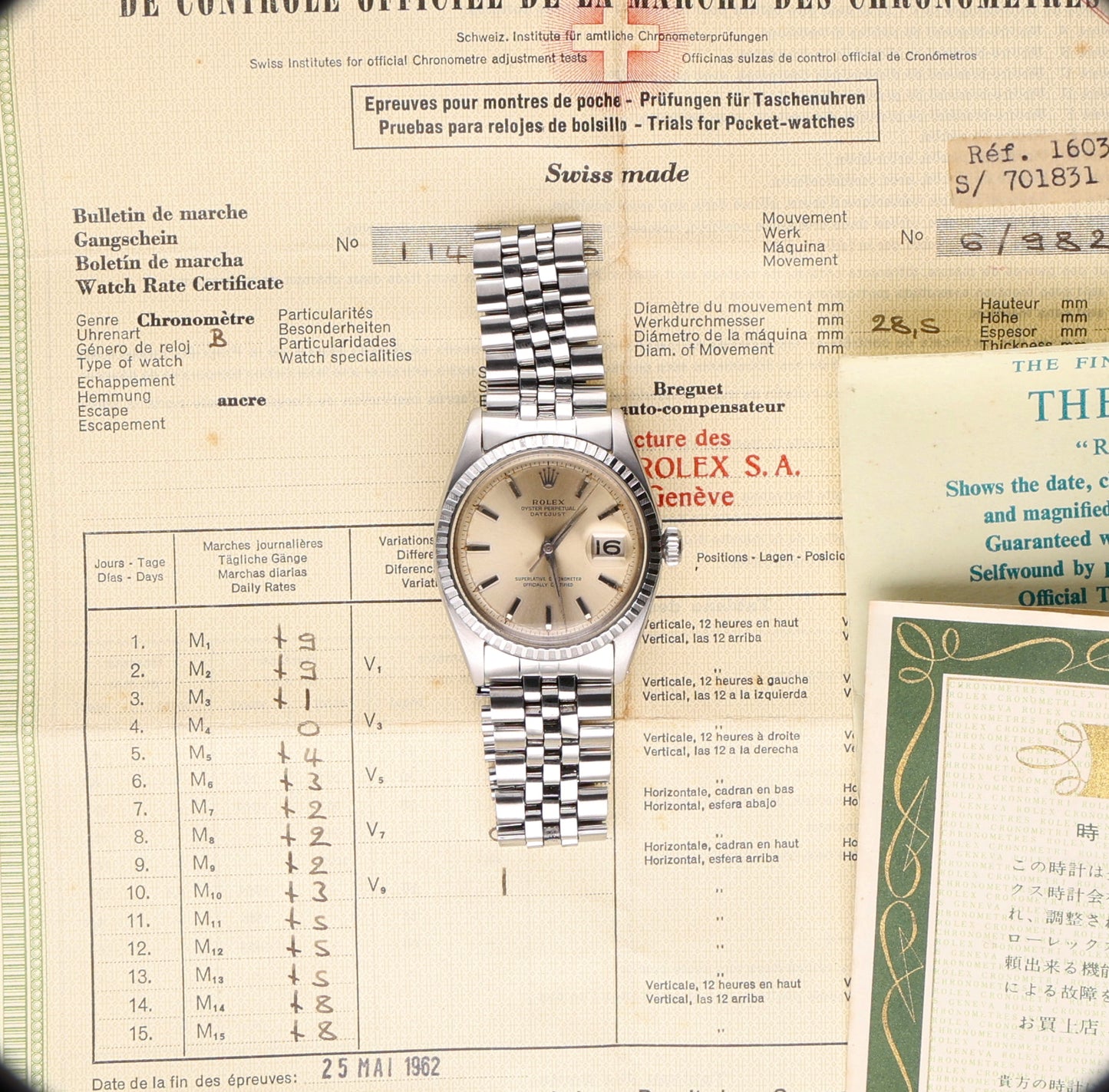 Rolex Datejust 1603 from 1964 full set