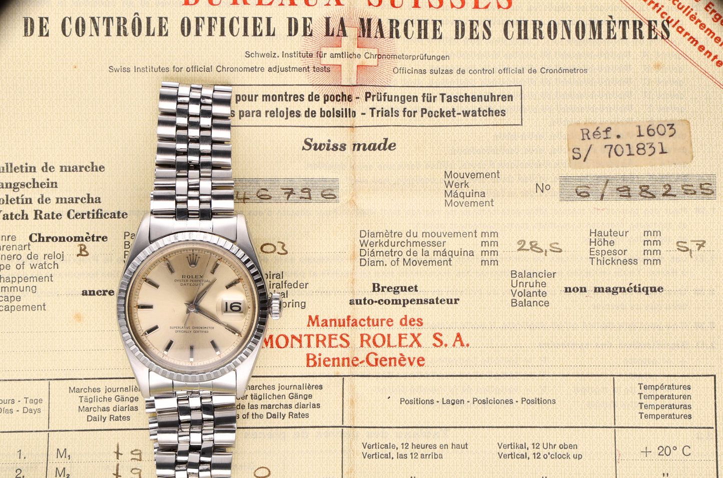 Rolex Datejust 1603 from 1964 full set