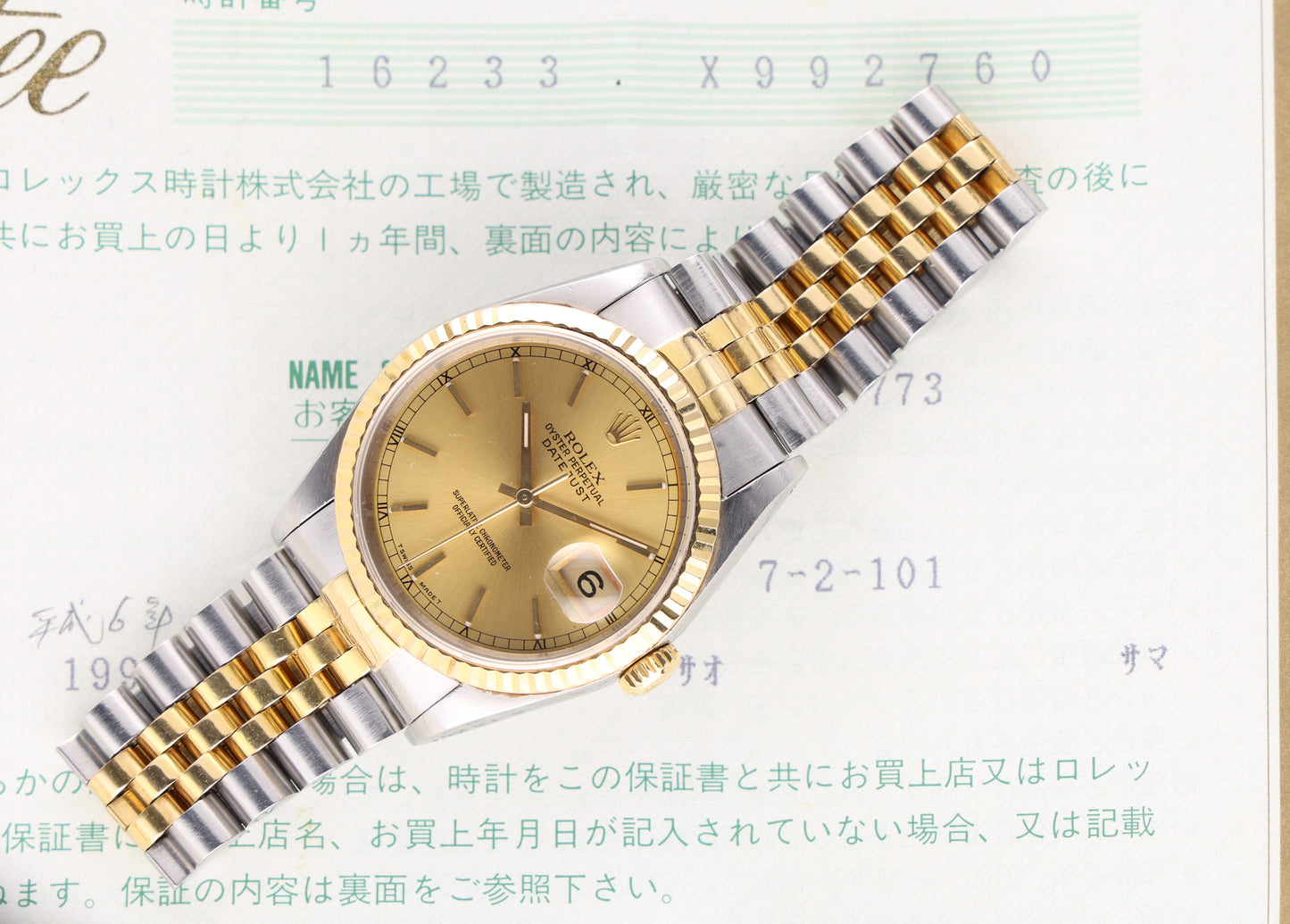 Rolex datejust 16233 x series