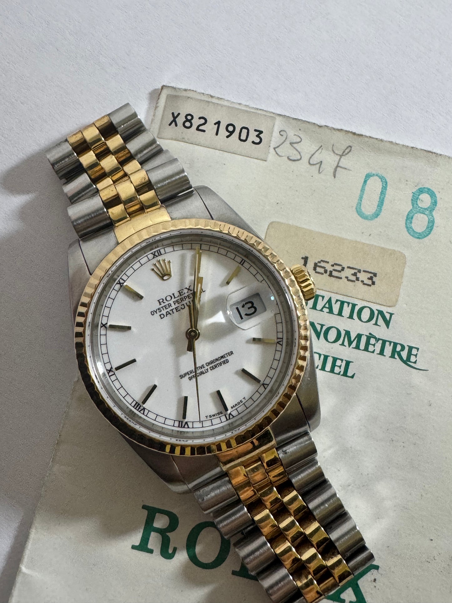 Rolex datejust 16233 paper