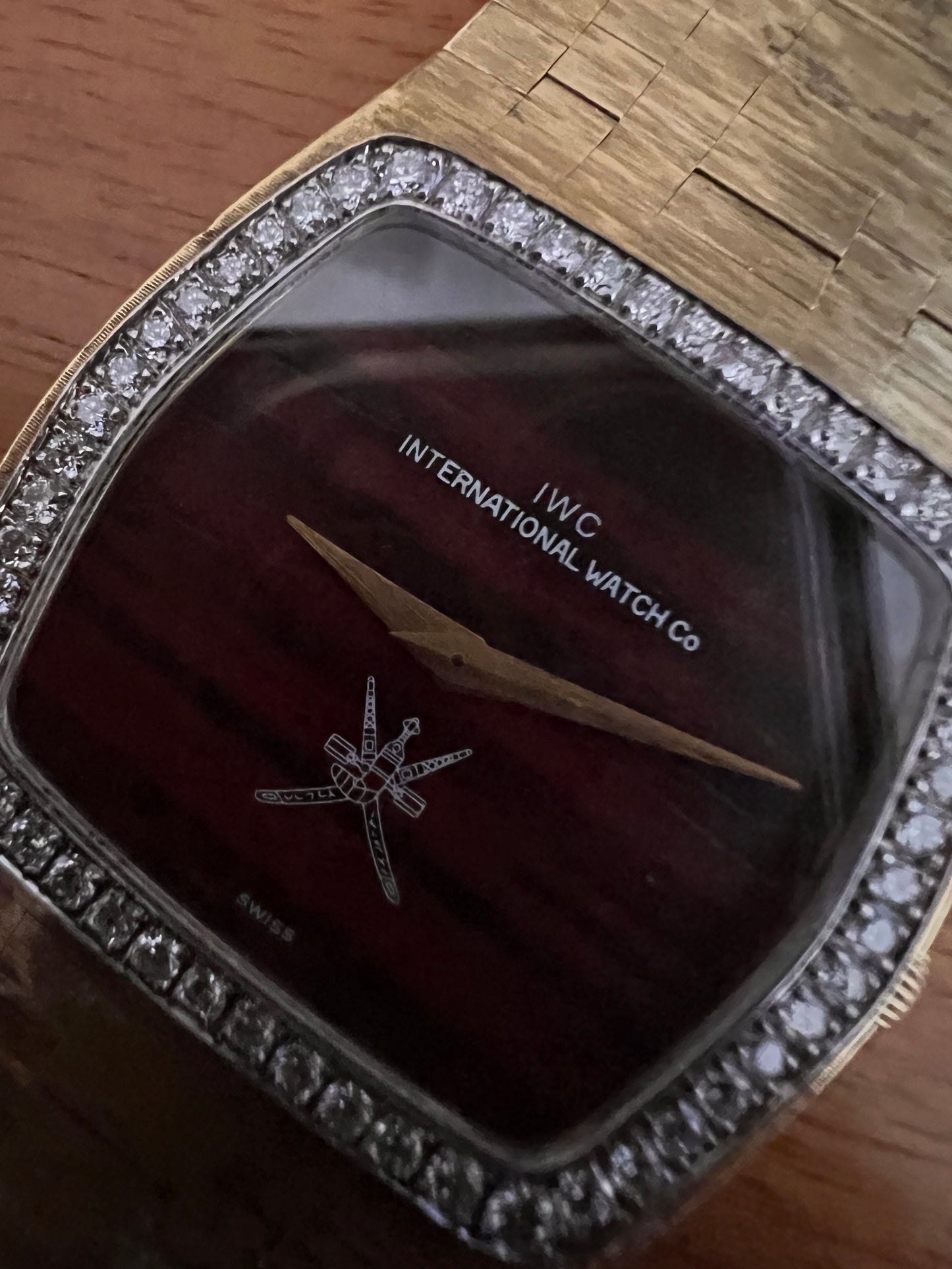 IWC wood kanjhar dial 18kt gold