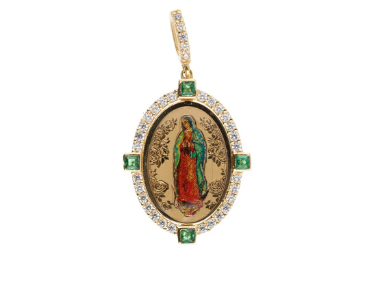 Pendente con immagine sacra in oro 18 kt