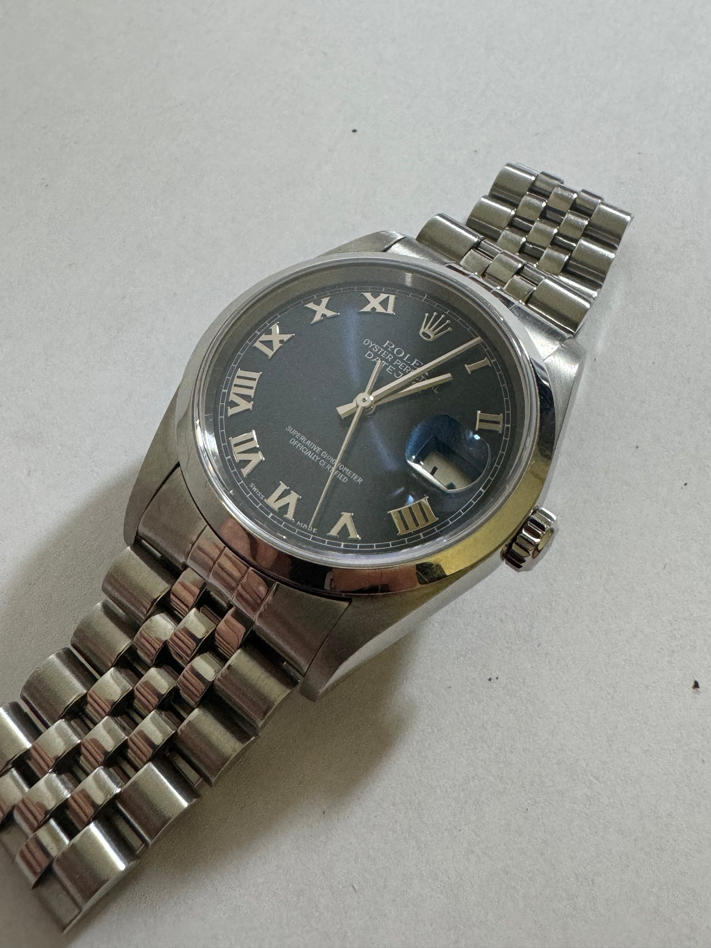 Rolex datejust 16200 jubilee blue dial