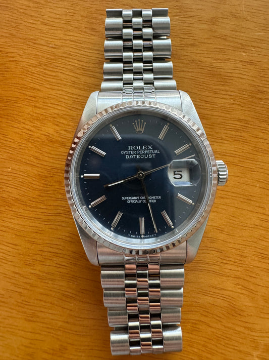 Rolex datejust 16234 jubilee blu dial