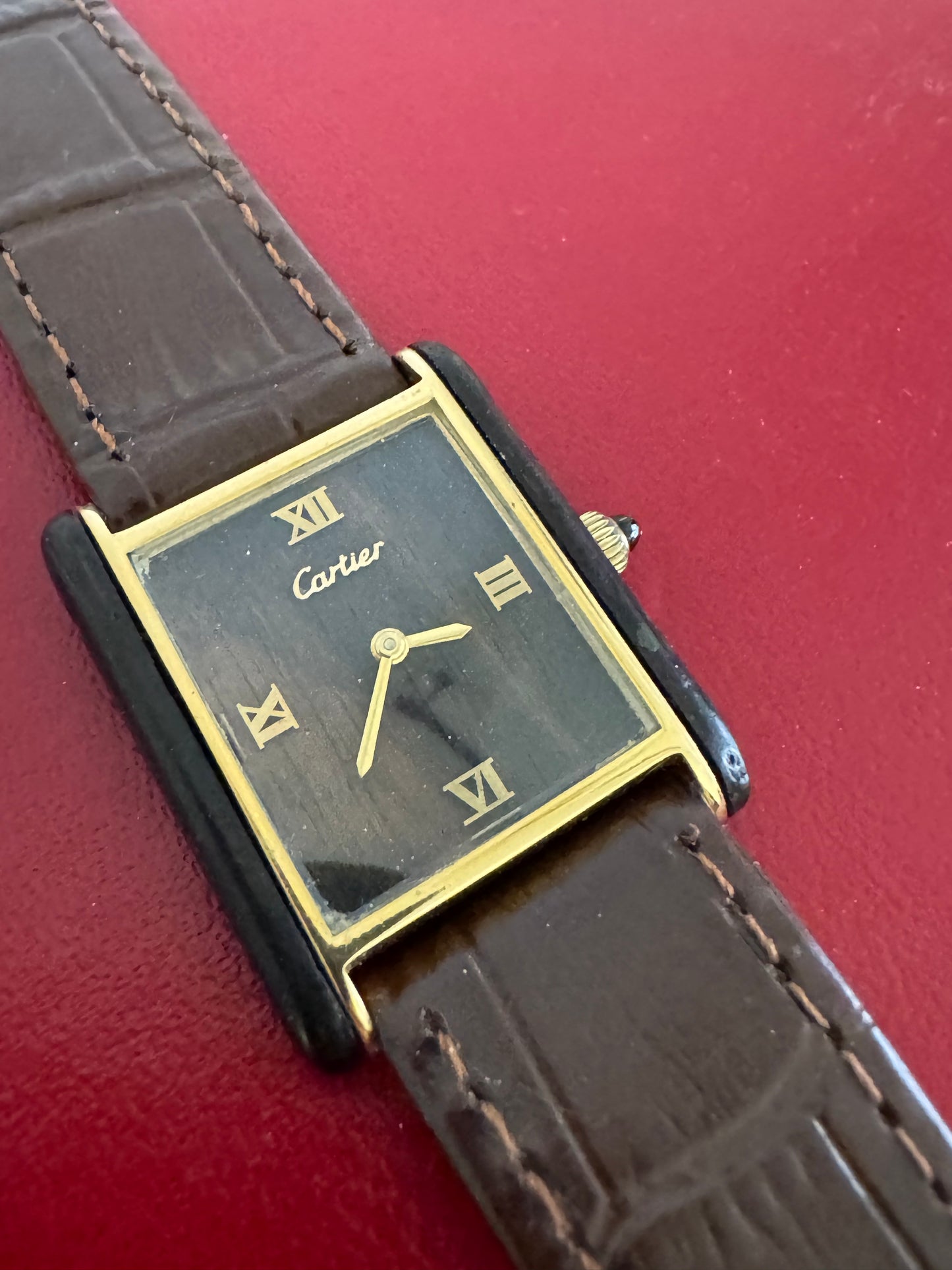 Cartier tank manual wood
