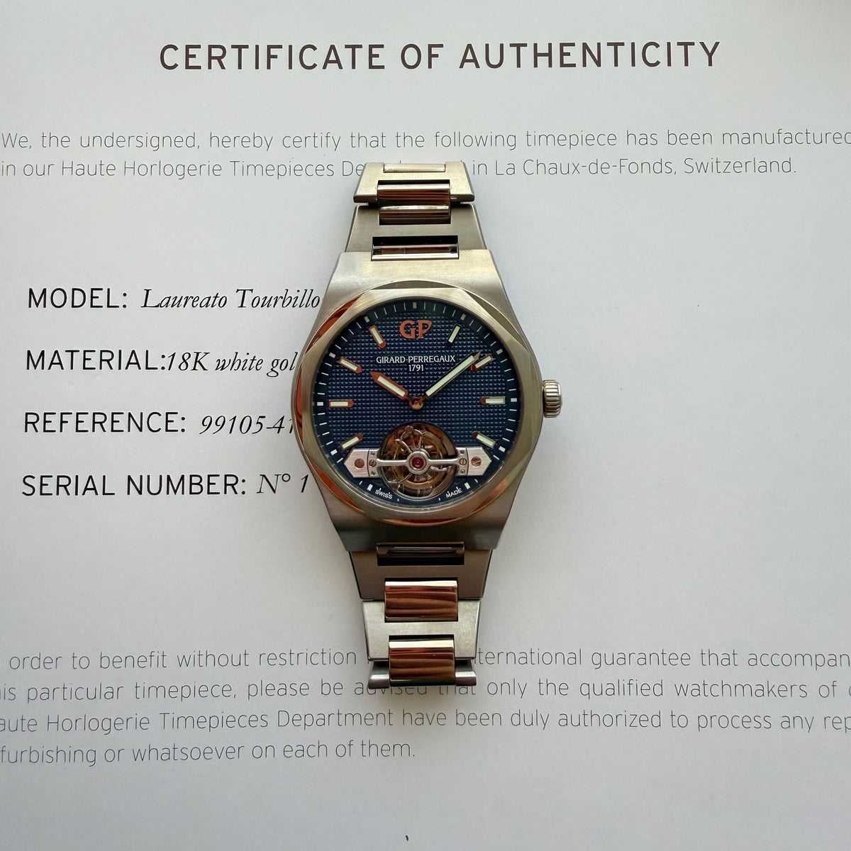 Girard Perregaux Laureato Tourbillon 99105 pice unique 1 of 1