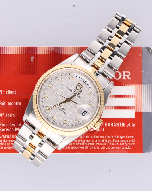 TUDOR 76213 36mm paper gold bezel diamond