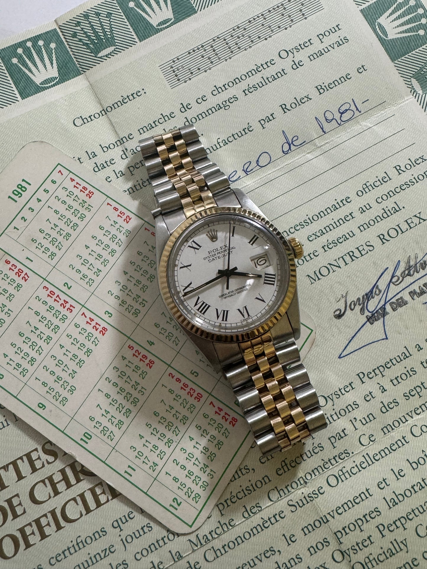 Rolex datejust 1601 paper Buckley dial