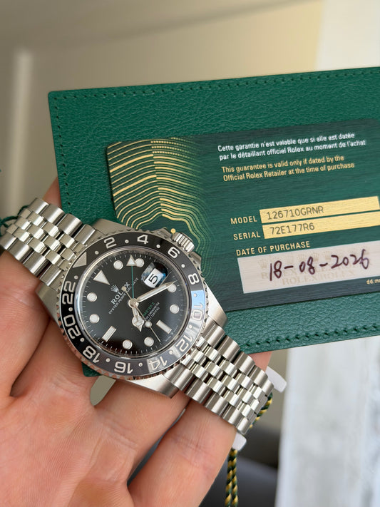 Rolex GMT MAster II Bruce Wayne 126710 wood card
