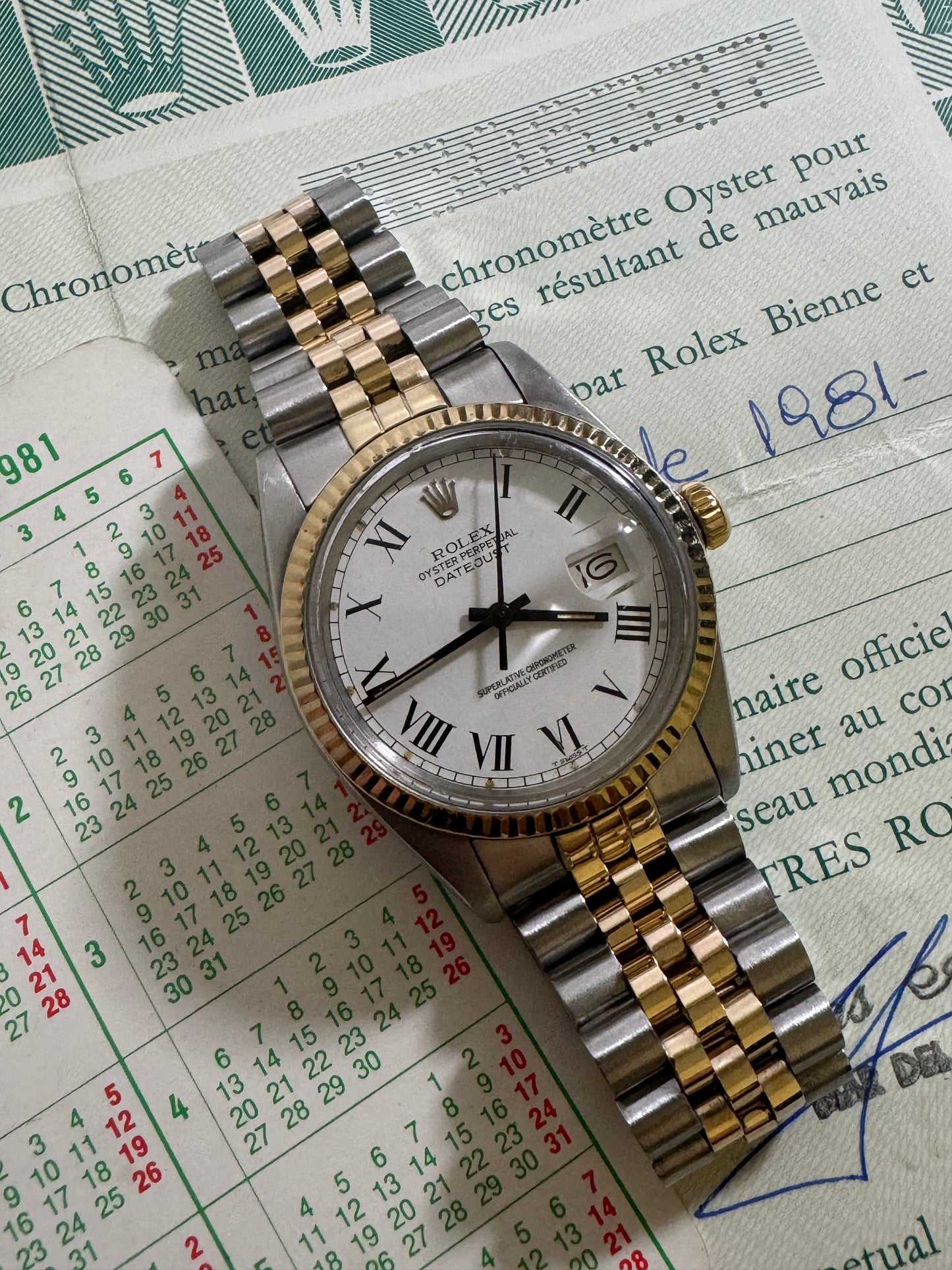 Rolex datejust 1601 paper Buckley dial