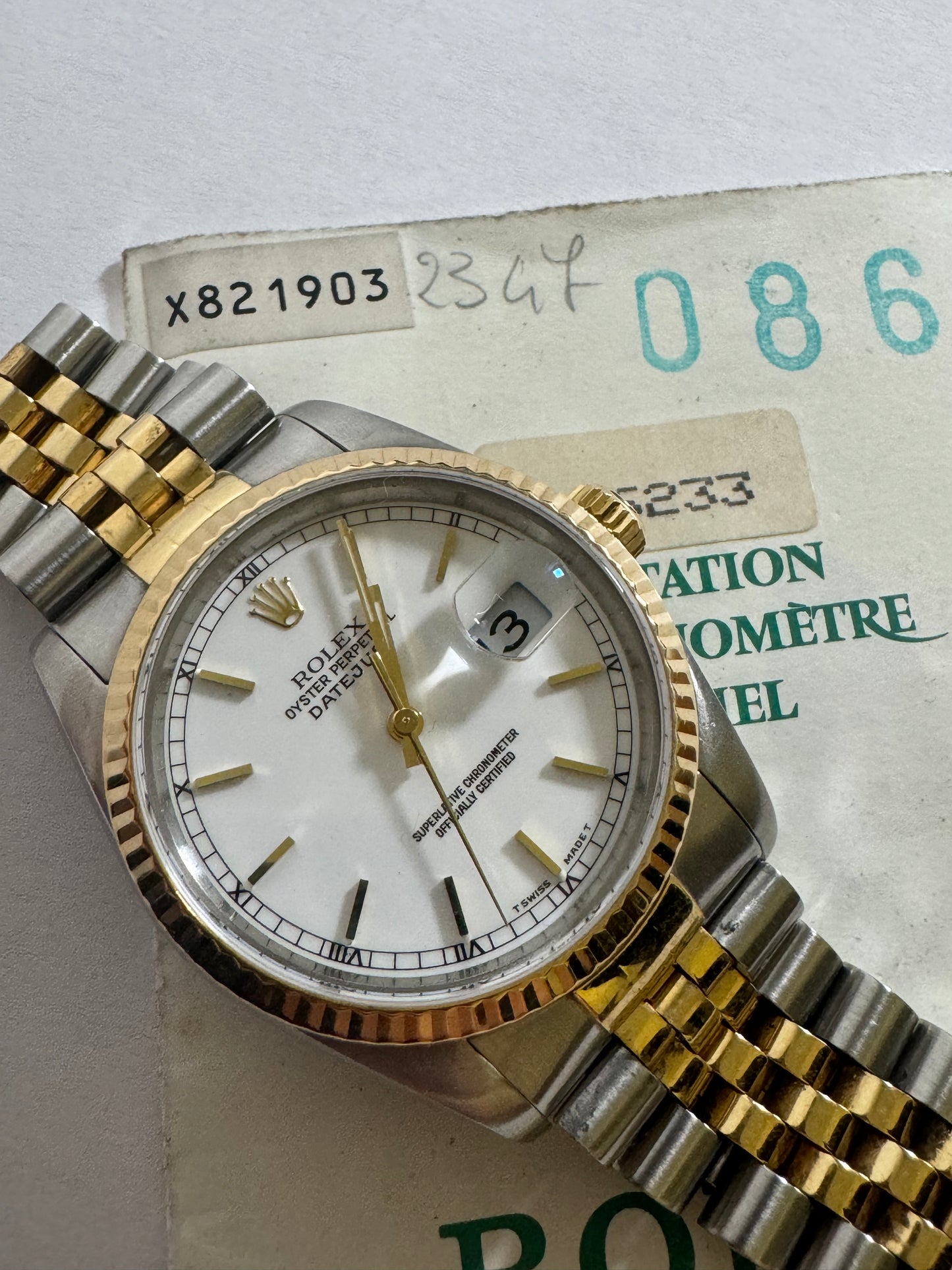 Rolex datejust 16233 paper