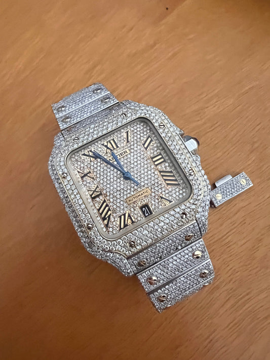 Cartier 4072 santos full frosted 14ct diamonds