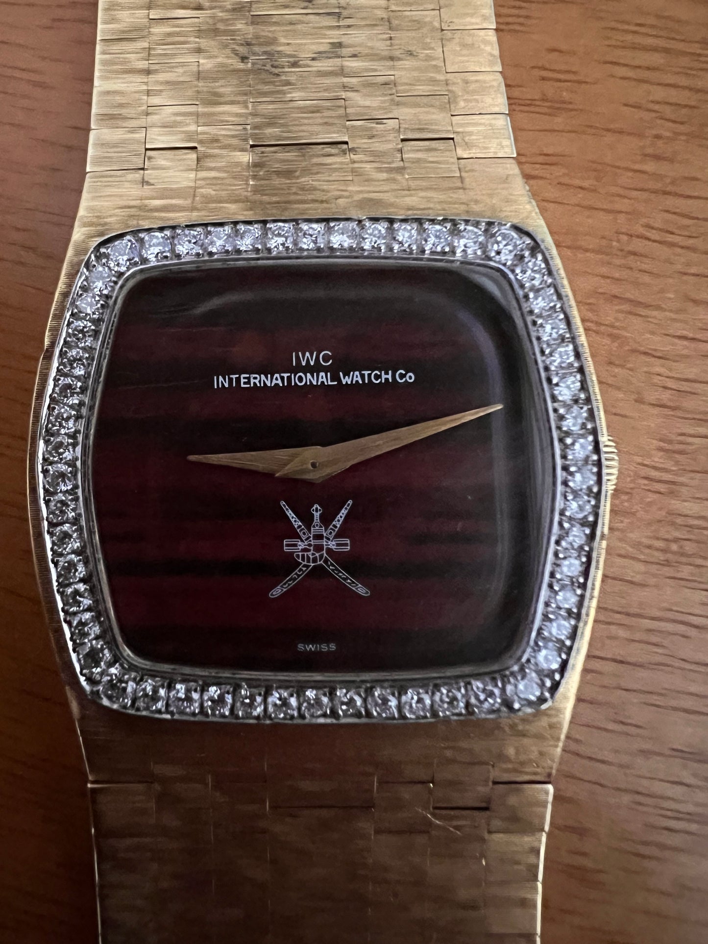 IWC wood kanjhar dial 18kt gold