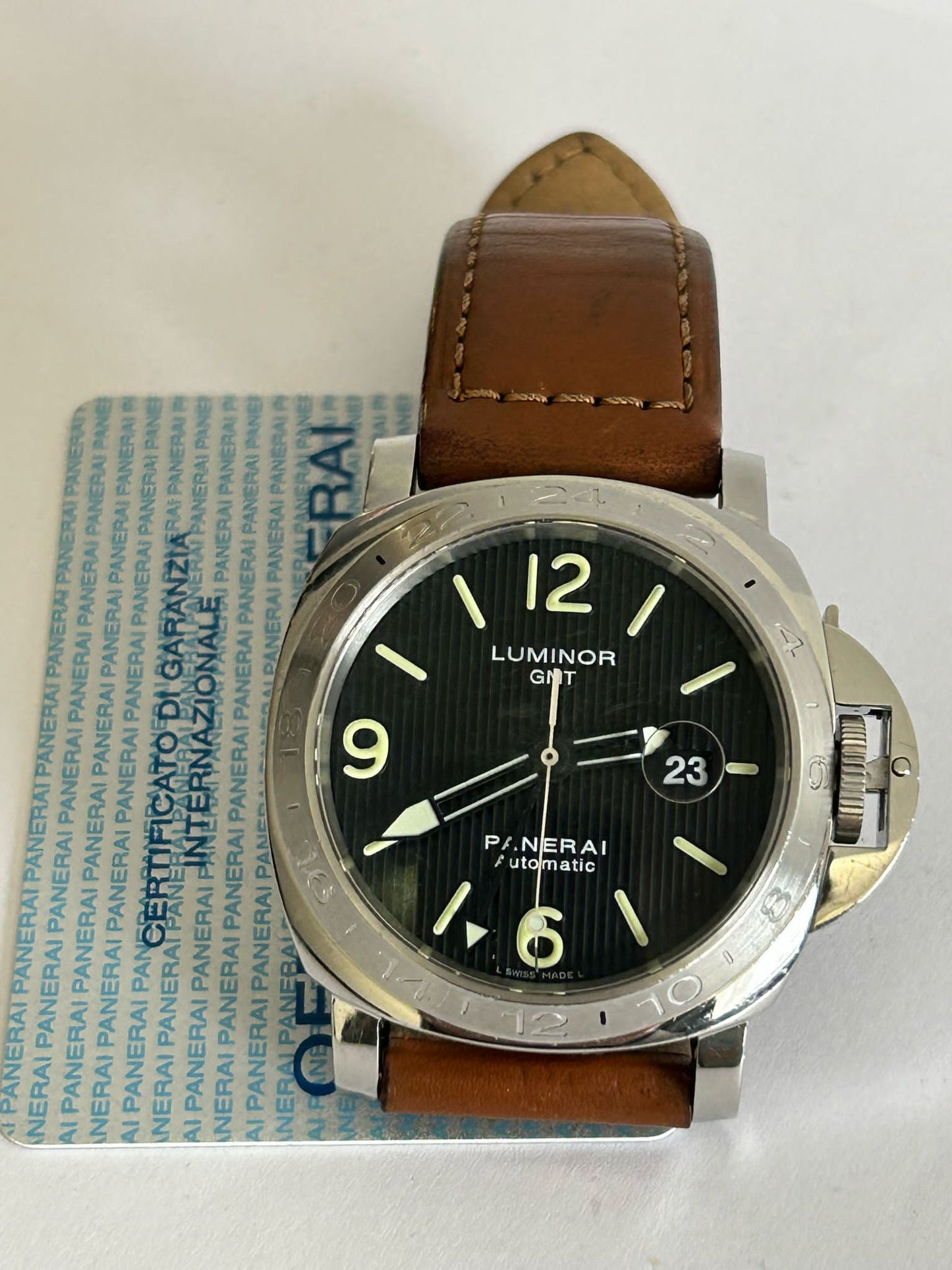 Panerai luminor gmt pam00029 tuxedo dial tritium