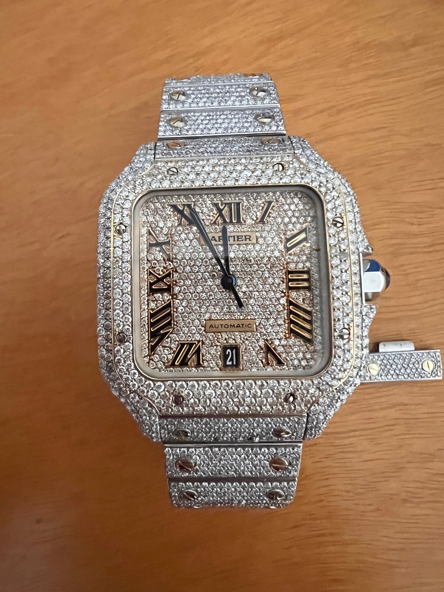 Cartier 4072 santos full frosted 14ct diamonds